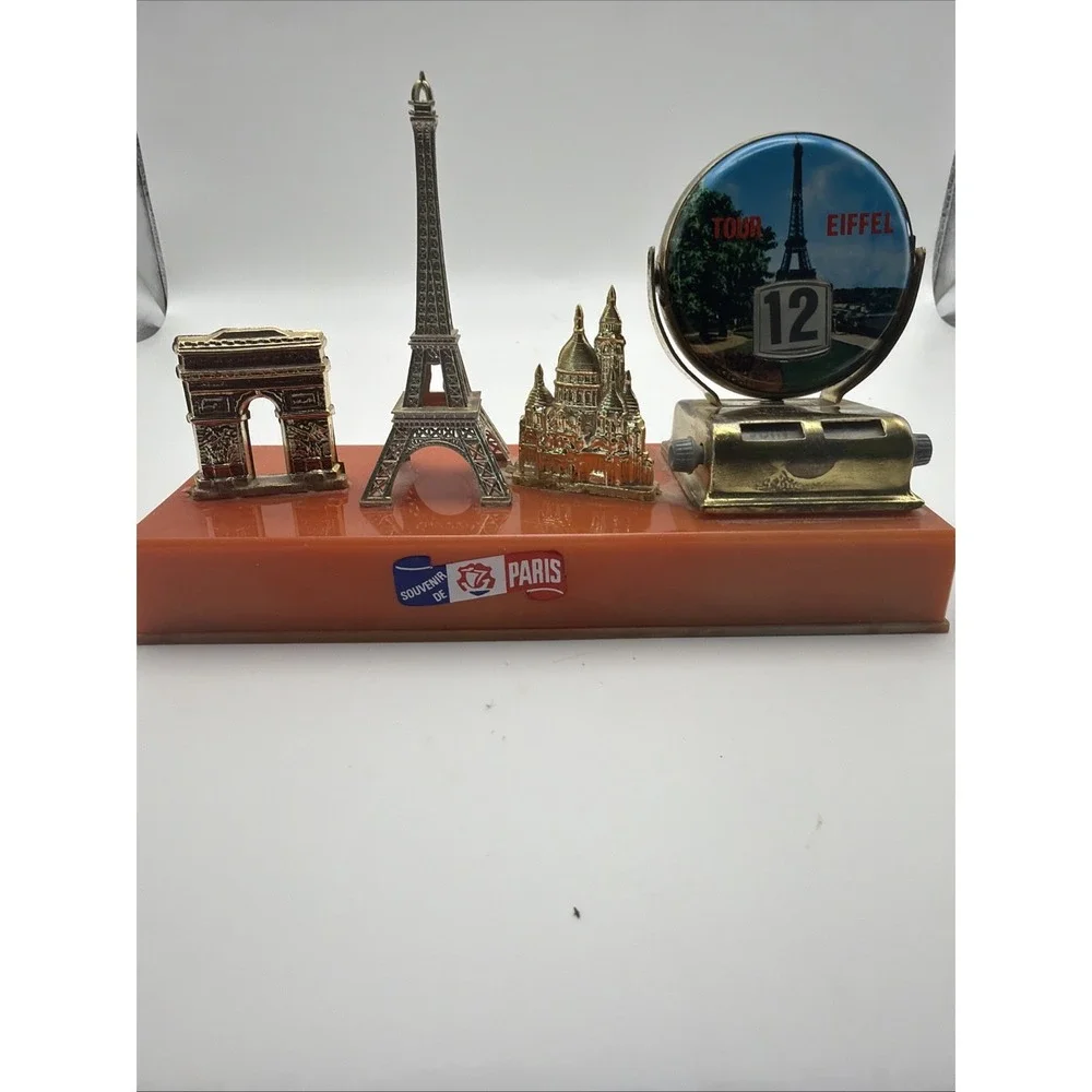 Vintage Paris Souvenir Perpetual Desk Calendar Eiffel Tower Arc De Triomphe
